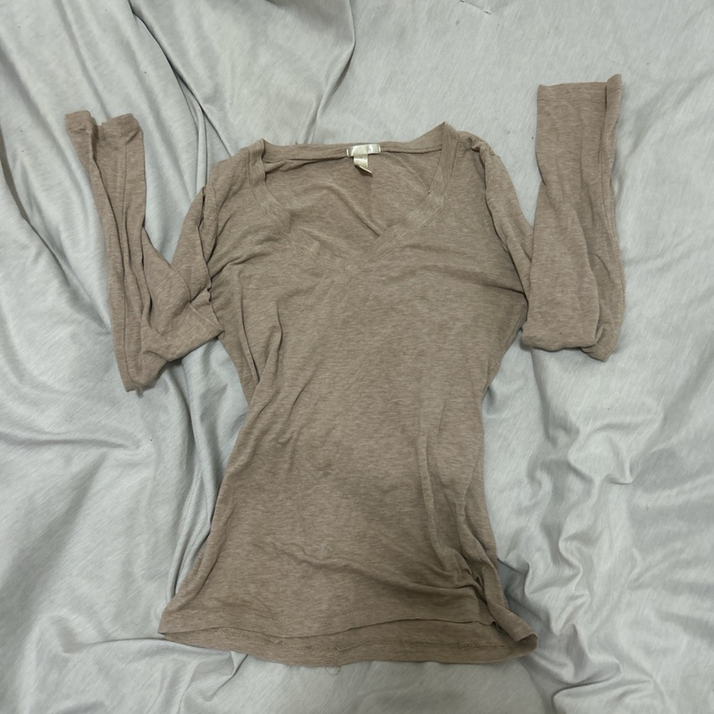 Bozzolo Tan Fitted Long Sleeve Blouse